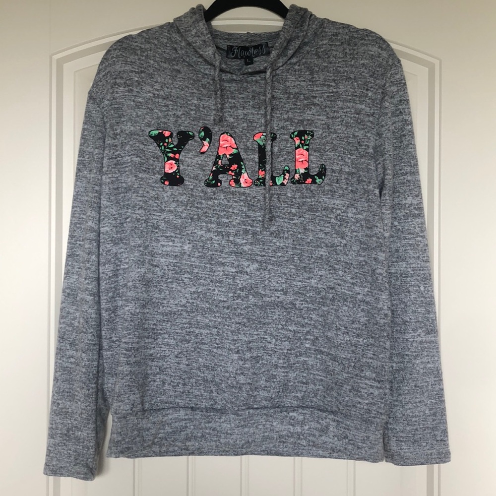 New Heather Grey Soft Floral Y’all Hoodie